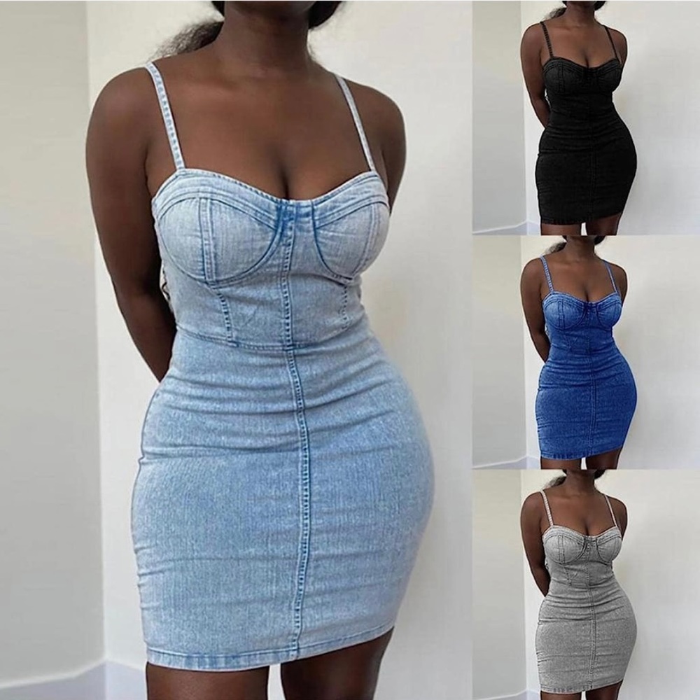 Spaghetti Strap Denim Bodycon